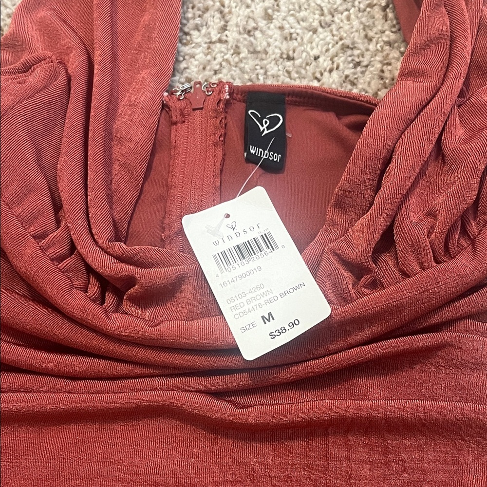 Windsor Rust Halter Ruched Mini Dress - Picture 2 of 4